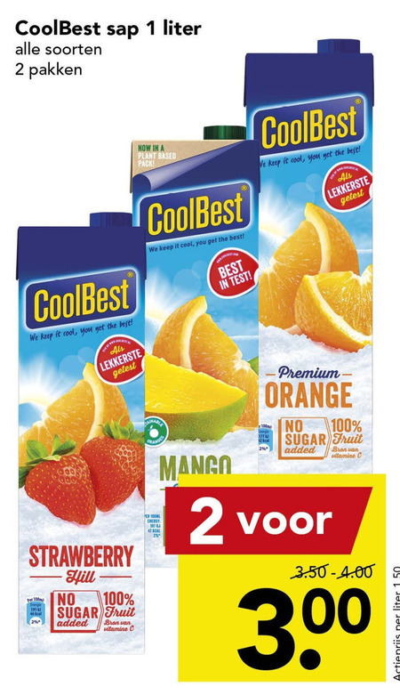 Coolbest   vruchtensap folder aanbieding bij  Deen - details