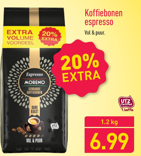 Moreno   koffiebonen folder aanbieding bij  Aldi - details