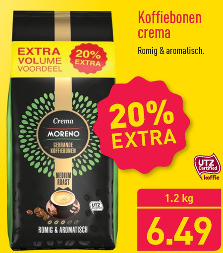 Moreno   koffiebonen folder aanbieding bij  Aldi - details