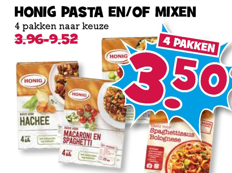 Honig   maaltijdmix, pasta folder aanbieding bij  Boons Markt - details