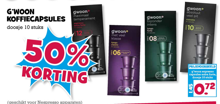 Gwoon   koffiecups folder aanbieding bij  Boons Markt - details