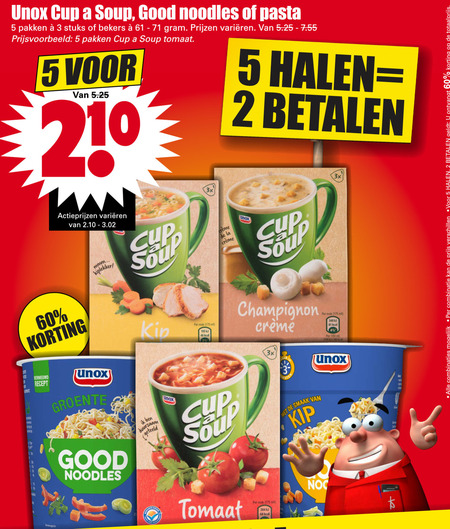 Unox   pasta, soep folder aanbieding bij  Dirk - details