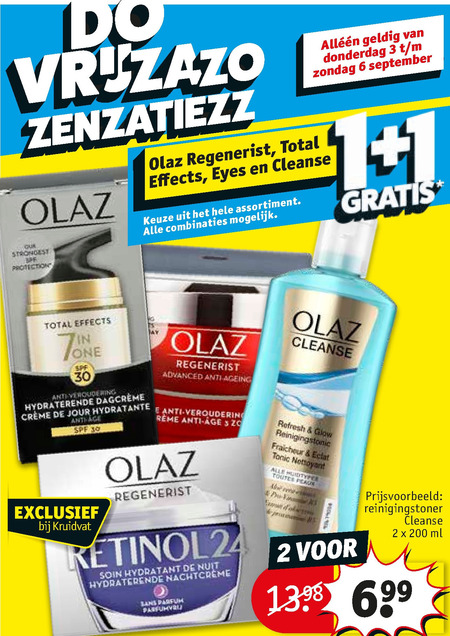 Olaz   nachtcreme, reinigingslotion folder aanbieding bij  Kruidvat - details