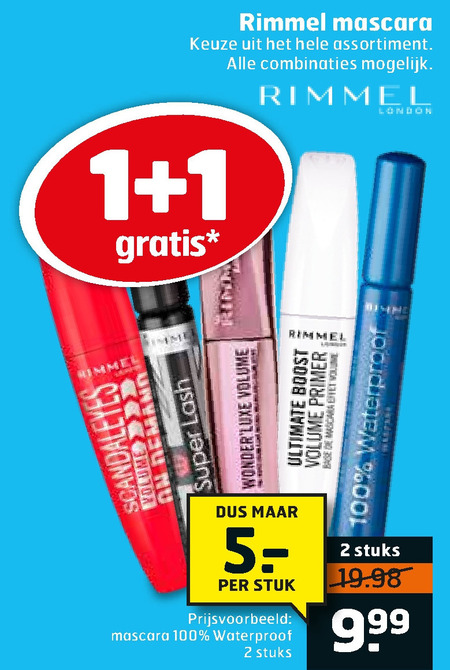 Rimmel   mascara folder aanbieding bij  Trekpleister - details