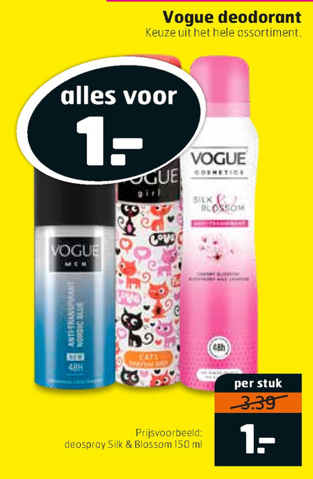 Vogue   deodorant folder aanbieding bij  Trekpleister - details