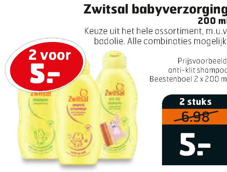 Zwitsal   babyolie, babyverzorging folder aanbieding bij  Trekpleister - details