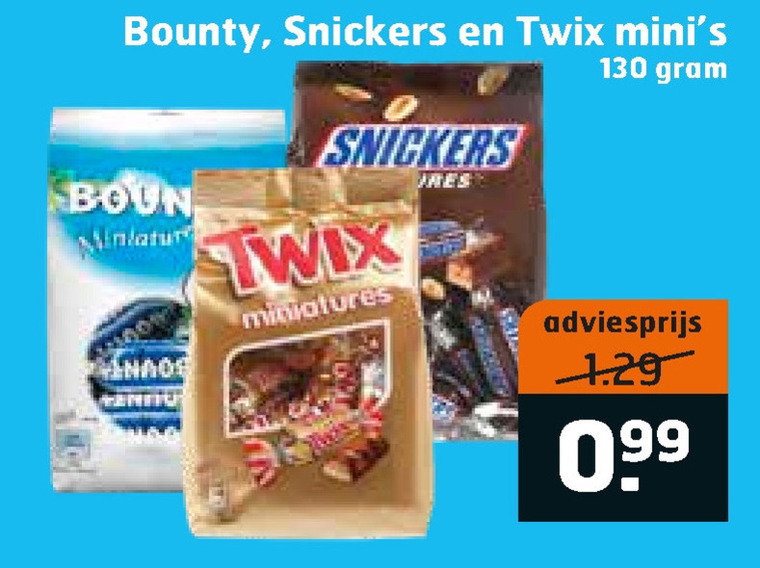 Twix   mini chocoladerepen folder aanbieding bij  Trekpleister - details