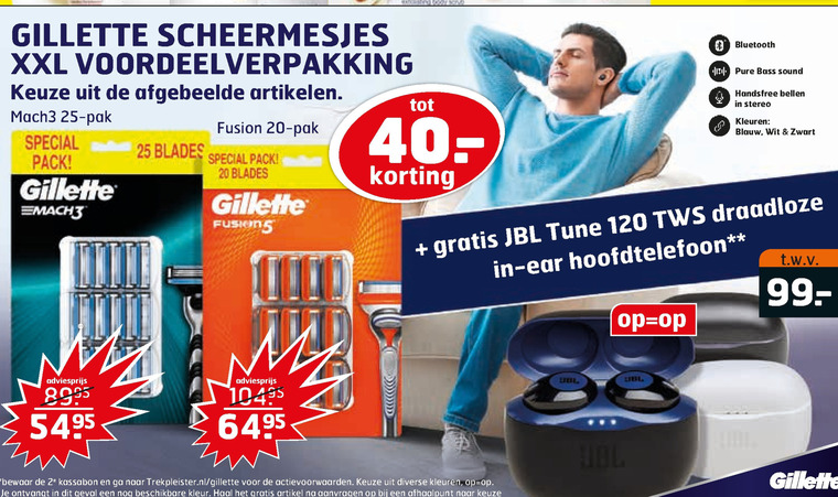 Gillette   scheermesjes folder aanbieding bij  Trekpleister - details