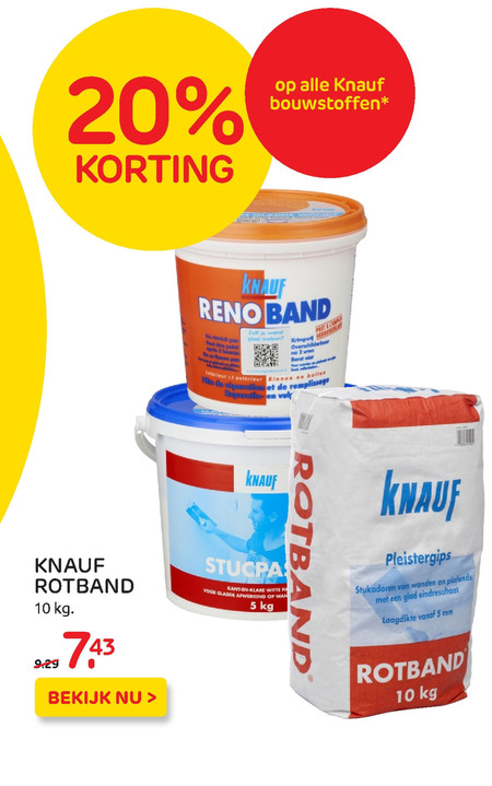 Knauf   stucpasta, roodband folder aanbieding bij  Praxis - details