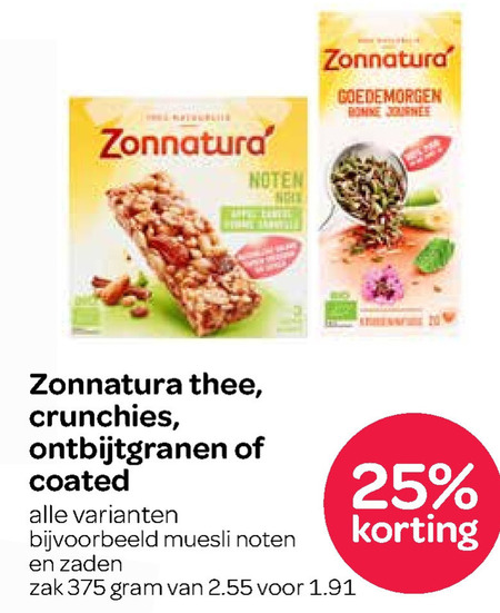 Zonnatura   mueslireep, muesli folder aanbieding bij  Spar - details