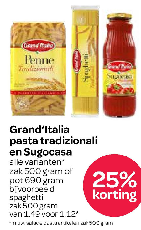 Grand Italia   penne  , spaghetti folder aanbieding bij  Spar - details