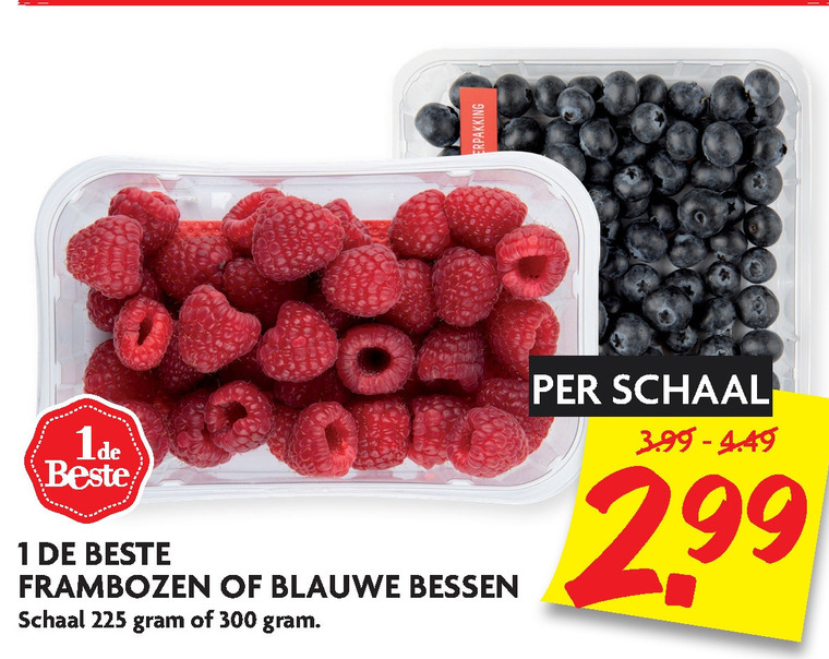 1 De Beste   frambozen, blauwe bessen folder aanbieding bij  Dekamarkt - details