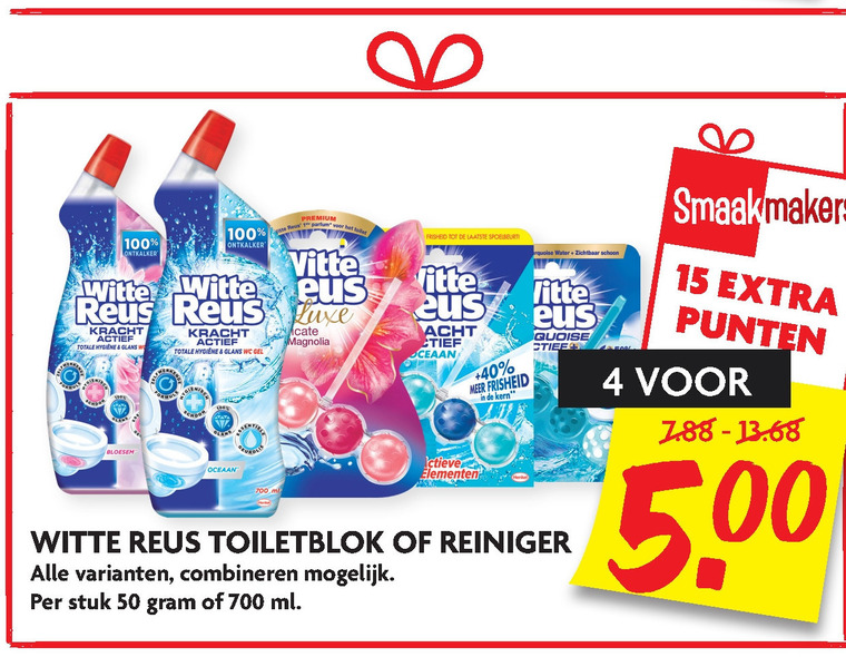 Witte Reus   toiletblok, toiletreiniger folder aanbieding bij  Dekamarkt - details