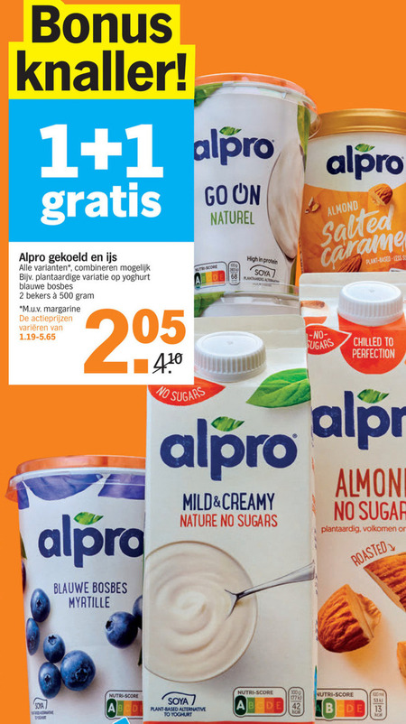 Alpro   soja yoghurt, soja melk folder aanbieding bij  Albert Heijn - details