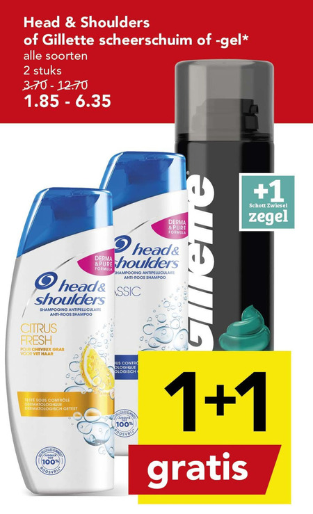 Gillette   shampoo, scheerschuim folder aanbieding bij  Deen - details