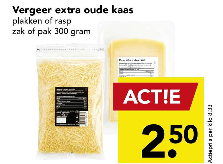 Vergeer   kaasplakken, geraspte kaas folder aanbieding bij  Deen - details