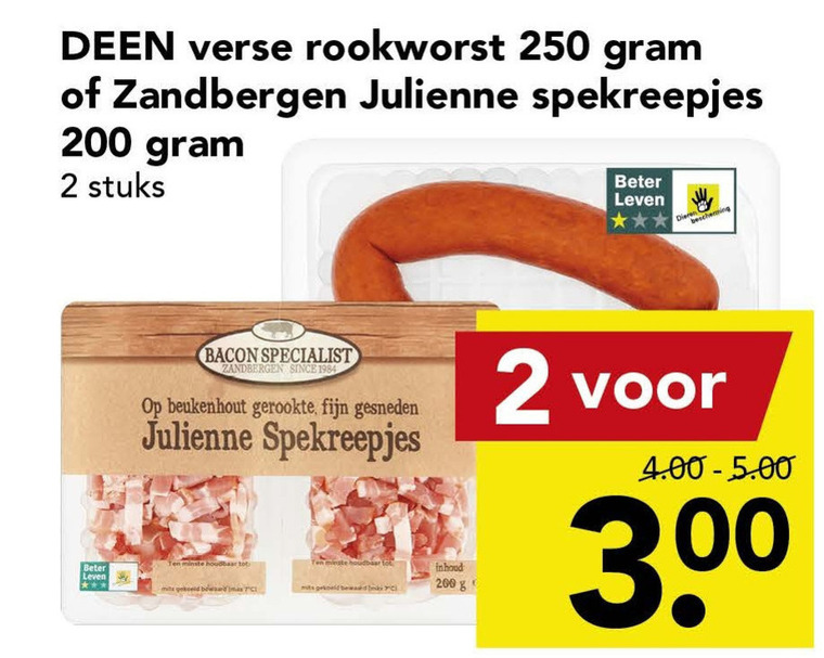 Deen Huismerk   rookworst, spekreepjes folder aanbieding bij  Deen - details