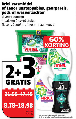 Ariel   wasverzachter, wasmiddel folder aanbieding bij  Poiesz - details