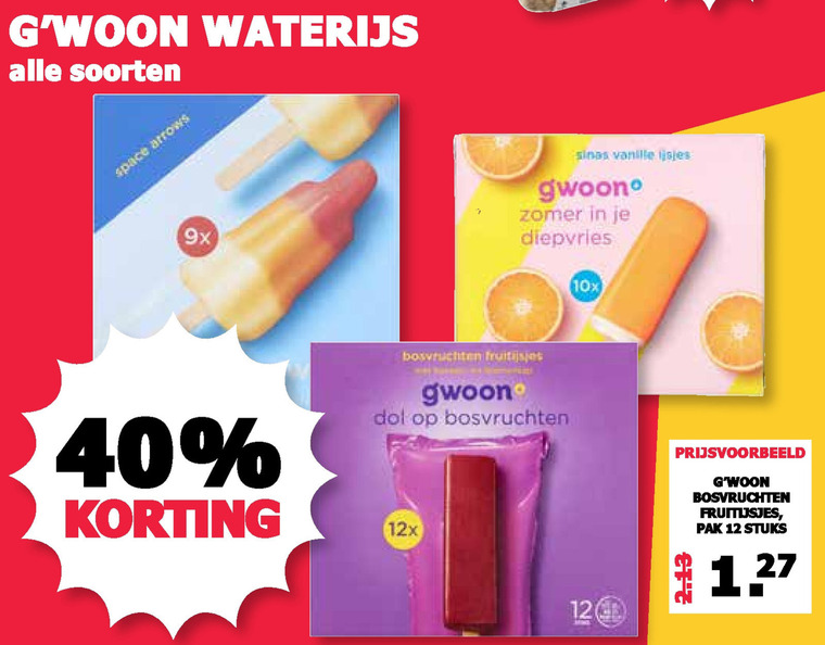 Gwoon   ijslollies, waterijs folder aanbieding bij  MCD Supermarkt Basis - details