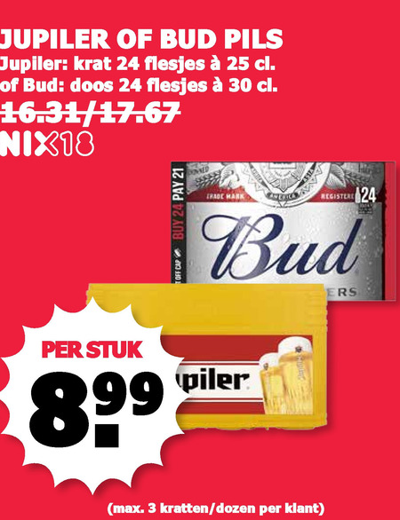 Bud   krat bier folder aanbieding bij  MCD Supermarkt Basis - details