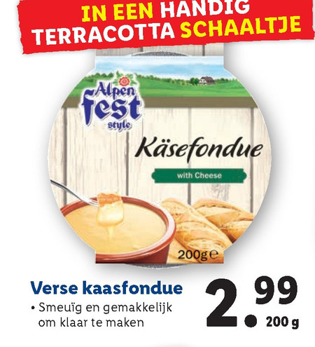 Alpenfest   kaasfondue folder aanbieding bij  Lidl - details