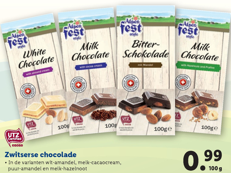 Alpenfest   chocolade folder aanbieding bij  Lidl - details