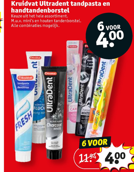 Kruidvat Huismerk   tandenborstel, tandpasta folder aanbieding bij  Kruidvat - details