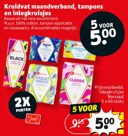 Kruidvat Huismerk   inlegkruisjes, maandverband folder aanbieding bij  Kruidvat - details