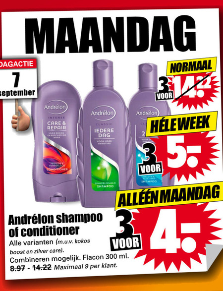 Andrelon   conditioner, shampoo folder aanbieding bij  Dirk - details