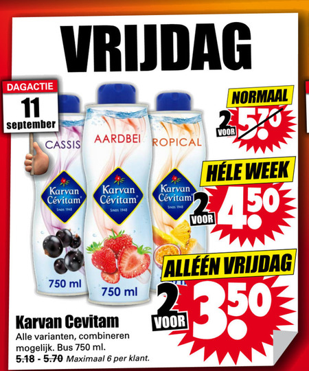 Karvan Cevitam   limonadesiroop folder aanbieding bij  Dirk - details