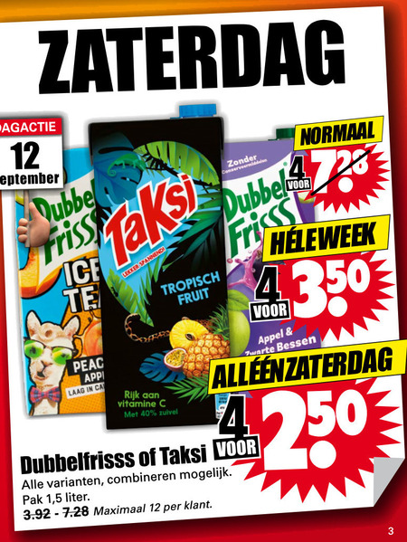 Taksi   fruitdrank folder aanbieding bij  Dirk - details