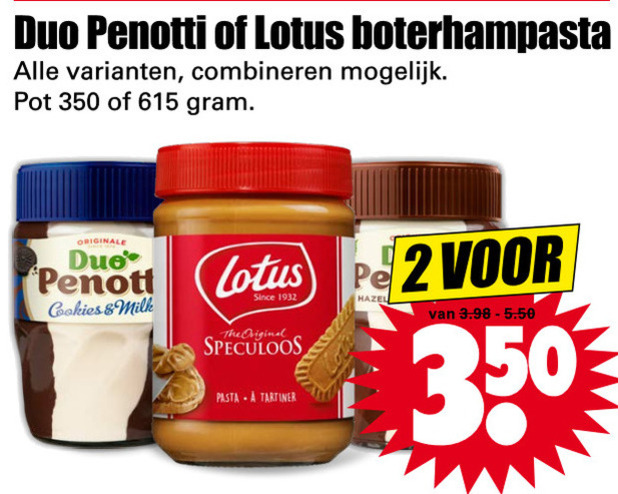 Lotus   speculaaspasta, hazelnootpasta folder aanbieding bij  Dirk - details