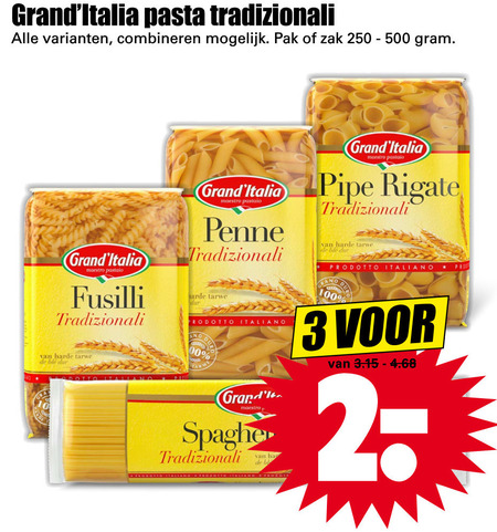 Grand Italia   spaghetti, penne   folder aanbieding bij  Dirk - details