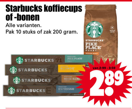 Starbucks   koffiecups, koffiebonen folder aanbieding bij  Dirk - details