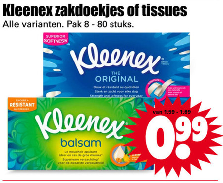 Kleenex   zakdoek, tissue folder aanbieding bij  Dirk - details