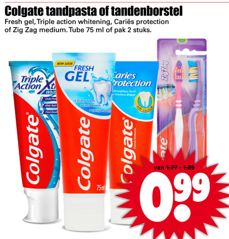 Colgate   tandenborstel, tandpasta folder aanbieding bij  Dirk - details