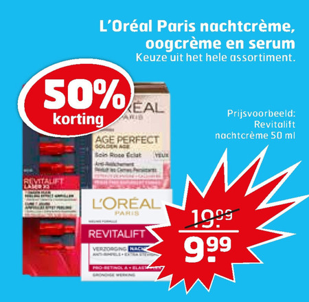 L Oreal   nachtcreme, oogcreme folder aanbieding bij  Trekpleister - details