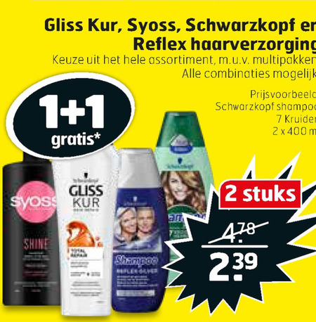 Syoss   shampoo, haarverzorging folder aanbieding bij  Trekpleister - details