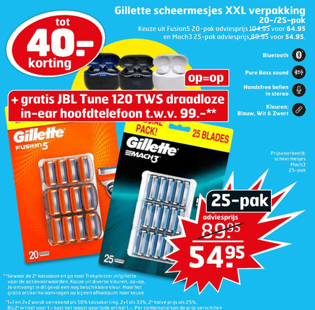 Gillette   scheermesjes folder aanbieding bij  Trekpleister - details