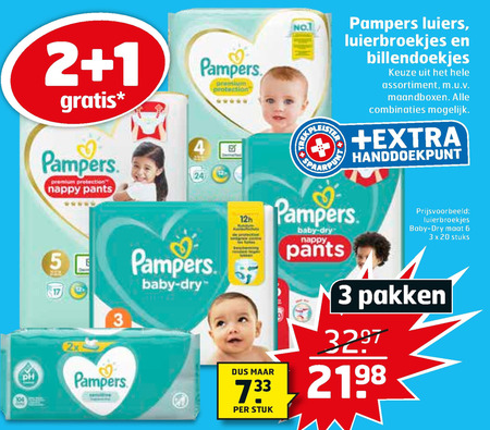 Pampers   billendoekjes, luiers folder aanbieding bij  Trekpleister - details