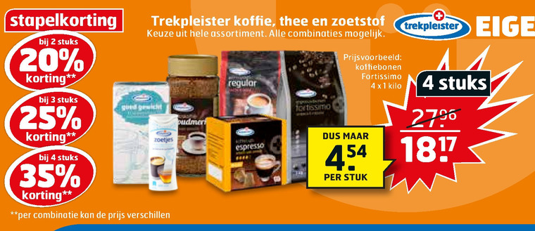 Trekpleister Huismerk   koffie, koffiebonen folder aanbieding bij  Trekpleister - details