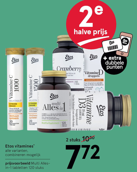 Etos Huismerk   vitamine, multivitaminen folder aanbieding bij  Etos - details