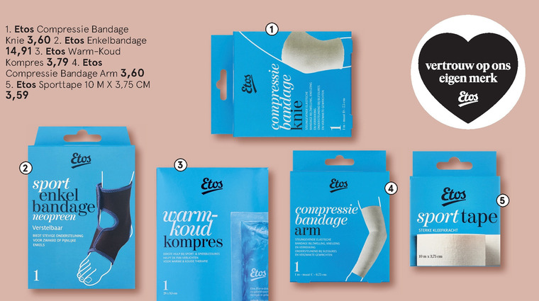 Etos Huismerk   kniebandage, enkelbandage folder aanbieding bij  Etos - details