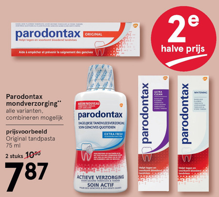 Paradontax   tandpasta, mondwater folder aanbieding bij  Etos - details