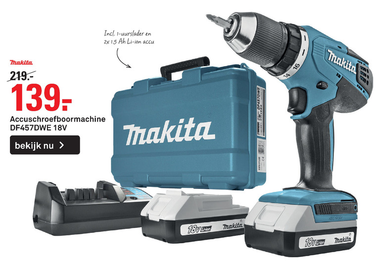 Makita   accuboormachine folder aanbieding bij  Karwei - details