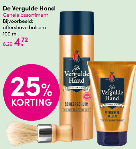 De Vergulde Hand   scheerschuim, aftershave balsem folder aanbieding bij  DA - details