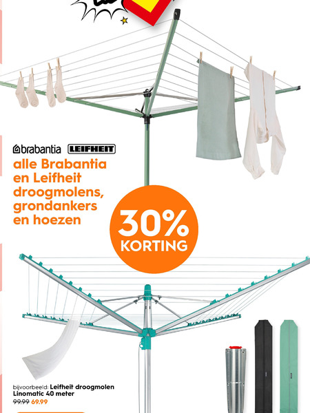 Gezond uitlijning vergeetachtig Brabantia droogmolen folder aanbieding bij Blokker - details