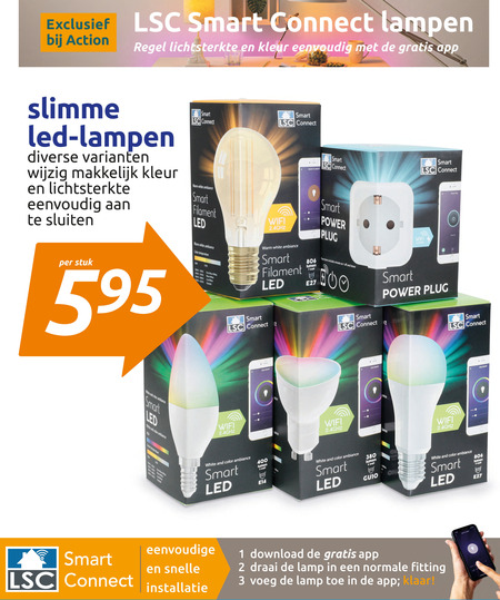 oppakken Graf vorm smart ledlamp folder aanbieding bij Action - details