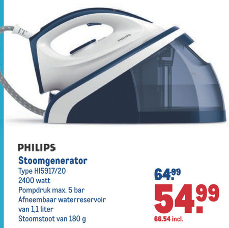 Van klep ik ben slaperig Philips stoomstrijksysteem folder aanbieding bij Makro - details