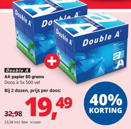 Double A   printerpapier folder aanbieding bij  Office Centre - details